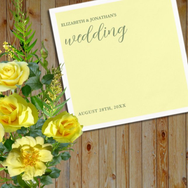 Butter Yellow and Sage Minimalist Wedding Napkin (Creator Uploaded)