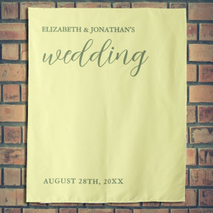 Butter Yellow and Sage Minimalist Wedding Tapestry