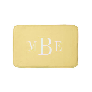 Butter Yellow and White Classic 3 Letter Monogram Bath Mat