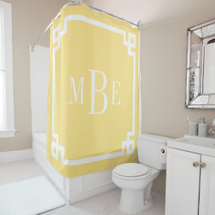 Butter Yellow and White Greek Key Monogrammed