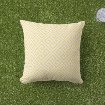 Butter Yellow and White Greek Key Pattern