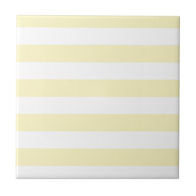 Butter Yellow and White Stripes Tile (Front)