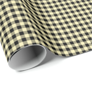 Butter Yellow Black Gingham Wrapping Paper