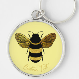 BUTTER YELLOW BLACK GOLD BUMBLEBEE INSECT BEE KEYCHAIN