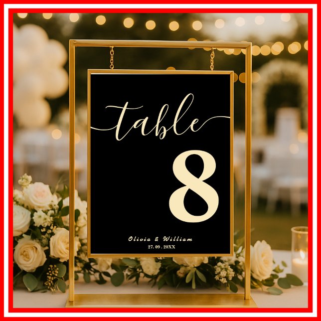 Butter Yellow Black Wedding Table Number  Poster (Creator Uploaded)
