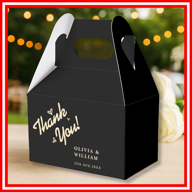 Butter Yellow Black Wedding Thank You Favor Box (Creator Uploaded)