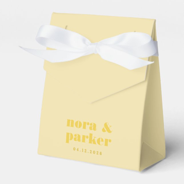 Butter Yellow Bold Typography Simple Wedding Favor Box (Front Side)