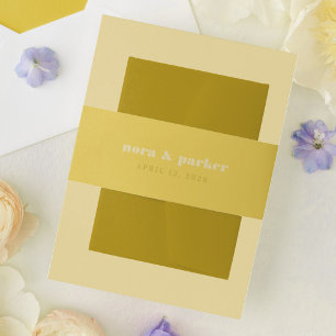 Butter Yellow Bold Typography Simple Wedding Invitation Belly Band