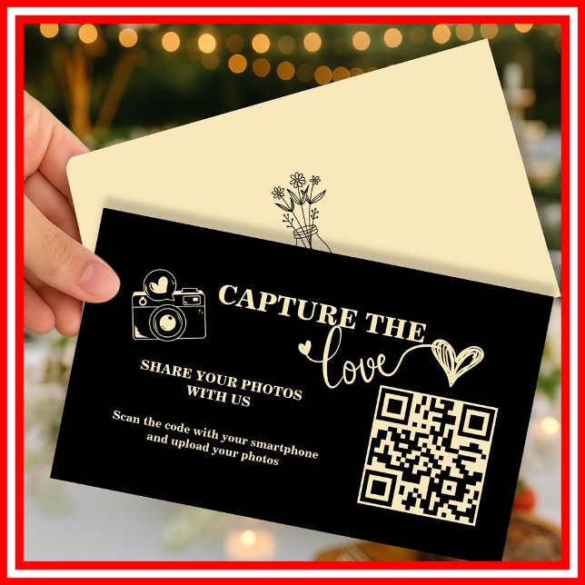 Butter Yellow Capture The Love QR Code Wedding Enclosure Card (Creator Uploaded)