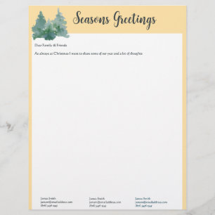 Butter Yellow Christmas Tree Letter & Photos Letterhead