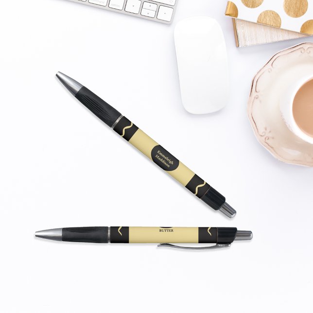 Butter Yellow Crayon Wrap Monogram Name Pen (Creator Uploaded)