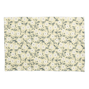 Butter Yellow Cream Modern Farmhouse Daisy Pattern Pillowcase