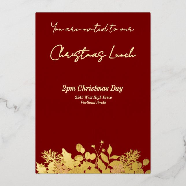 Butter Yellow & Deep Red Floral Merry Christmas (Front)