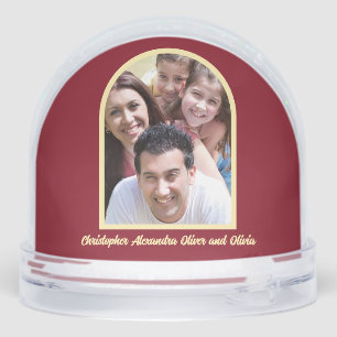 Butter Yellow Deep Red Graphic Tree Photo Yearly  Snowglobe