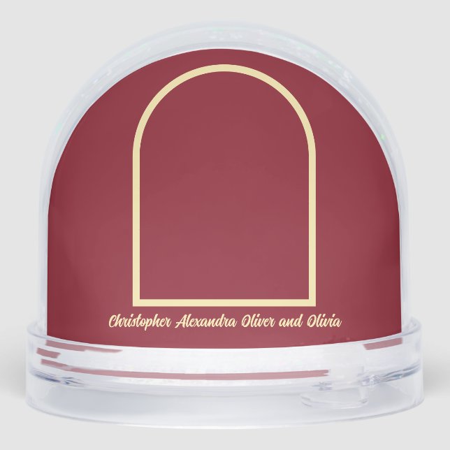 Butter Yellow Deep Red Graphic Tree Photo Yearly  Snowglobe (Back)