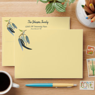 Butter Yellow Eucalyptus Watercolor Christmas  Envelope