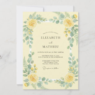 Butter Yellow Eucalyptus Wedding Invitation