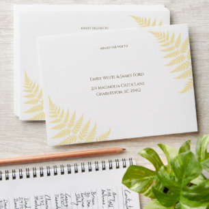Butter Yellow Fern Addressed Wedding Invitation Envelope
