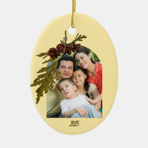 Butter Yellow Fern Photo Ceramic Ornament