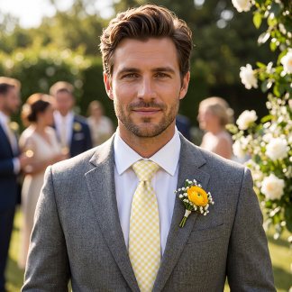 Butter Yellow Gingham Tie