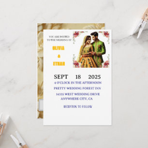 Butter yellow & green Elegant floral  Invitation