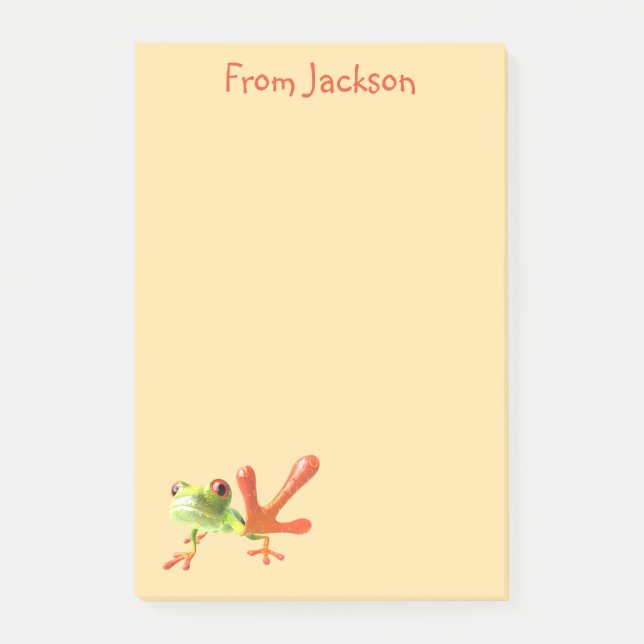 Butter Yellow Green & Orange Frog Post-it Notes (Front)