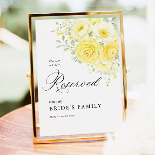 Butter Yellow Ivory Floral Reserved Seat Sign 5x7
