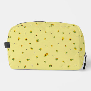 Butter Yellow Japanese Sunflower Floral Pattern Dopp Kit