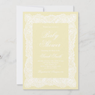 Butter Yellow Lace Baby Shower Invitation