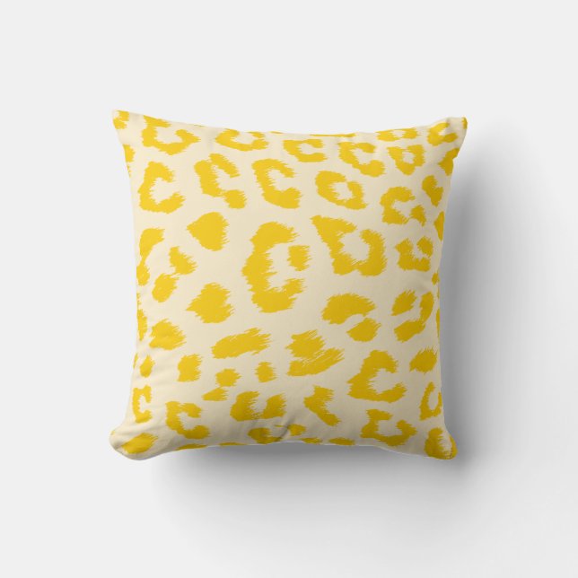 Butter Yellow Leopard Print Pillow (Front)
