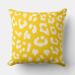 Butter Yellow Leopard Print Reversible Pillow