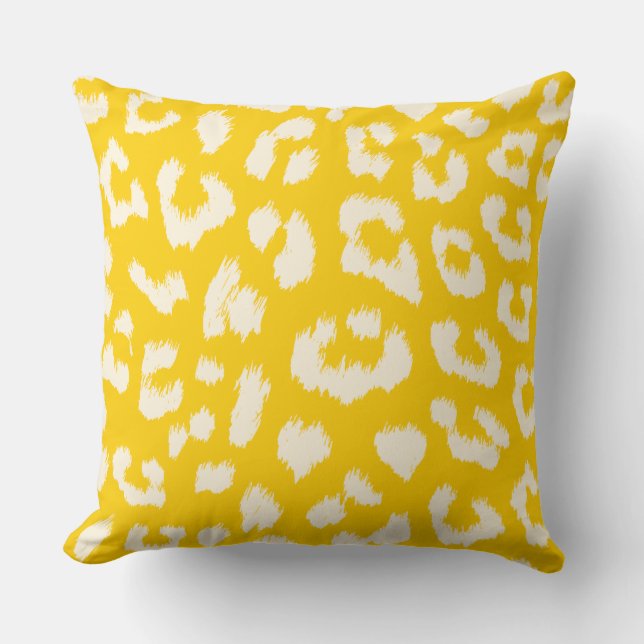Butter Yellow Leopard Print Reversible Pillow (Front)