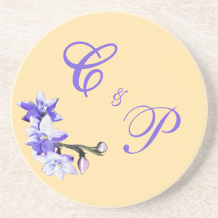 Butter Yellow & Lilac SunOrchid Wedding Coaster
