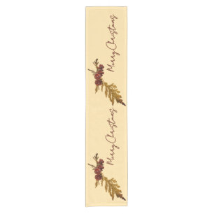 Butter Yellow Message Fern & Tiny Pine Cone Short Table Runner