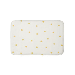 Butter Yellow Modern Farmhouse Polka Dot Pattern Bath Mat