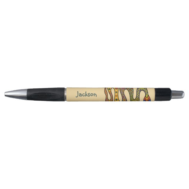 Butter Yellow Multi-coloured Snake Named Pen (Front)
