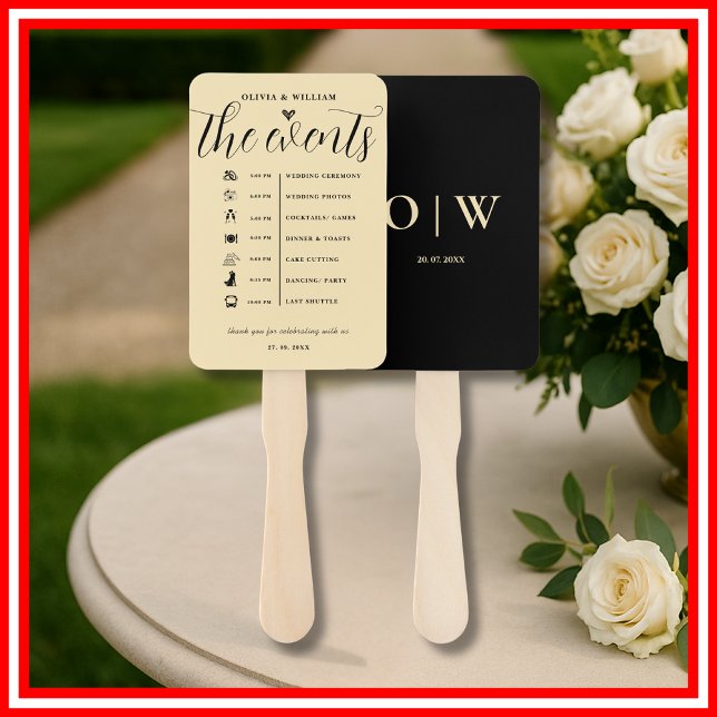 Butter Yellow Order of Events Wedding Program Hand Fan (Creator Uploaded)