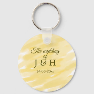 Butter yellow pastel the wedding of couple name le keychain