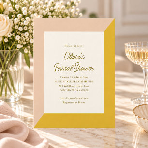 Butter Yellow Peach Modern Geometric Bridal Shower Invitation