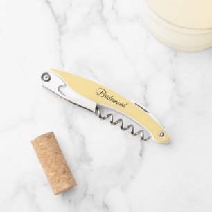 Butter Yellow Personalized Wedding Bridesmaid Corkscrew