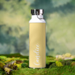 Butter Yellow Personalized Wedding Bridesmaid Water Bottle<br><div class="desc">Gift your bridesmaid or maid of honour with this trendy, vacuum Insulated water bottle that features her name in white, stylized script on a butter yellow colour background designed to match your wedding colour scheme. Personalize bottle by editing and replacing name with your own as desired. Select your water bottle...</div>