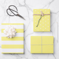 Butter Yellow Polka Dot Wide Striped and Solid
