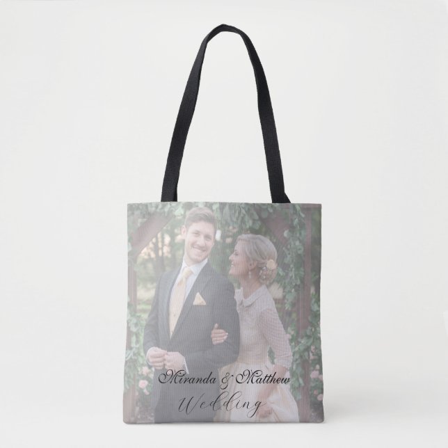 Butter-Yellow Rose Bouquet Wedding Photo Tote Bag (Front)