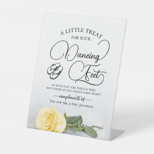 Butter Yellow Rose Dancing Feet Flip Flop Wedding Pedestal Sign