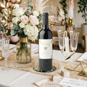 Butter Yellow She Found Her Honey Bee Bridal Party Wine Label