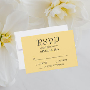 Butter Yellow Simple Style Wedding RSVP Card