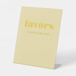 Butter Yellow Simple Wedding Favours Pedestal Sign