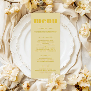 Butter Yellow Simple Wedding Menu