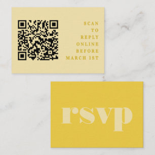 Butter Yellow Simple Wedding QR Code RSVP Enclosure Card