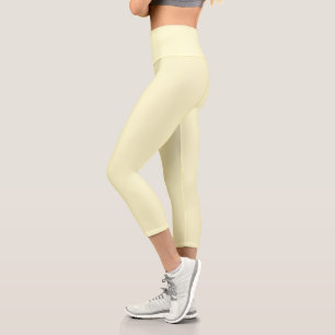 Butter Yellow Solid Colour Classic Elegant Capri Leggings